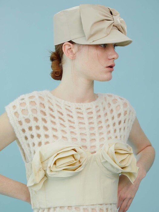 BELLBOY CAP_RIBBON_BEIGE