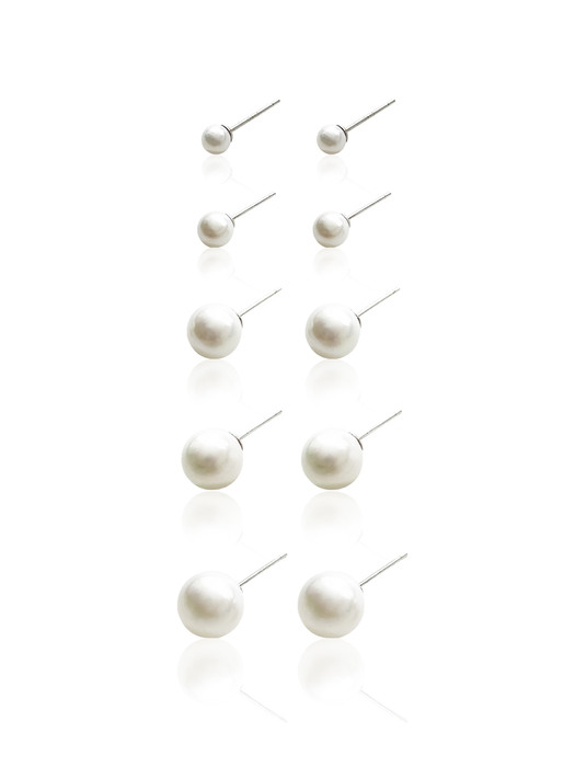 white pearl earring (Silver 925) (5 sizes)