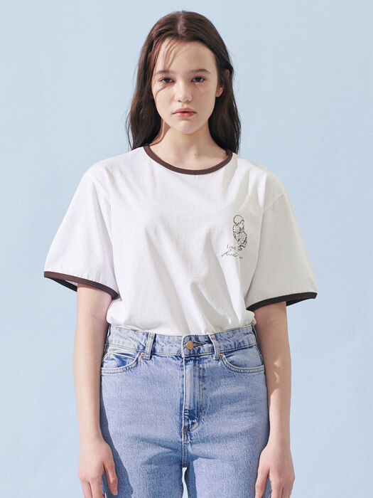 Curly top t-shirt / White