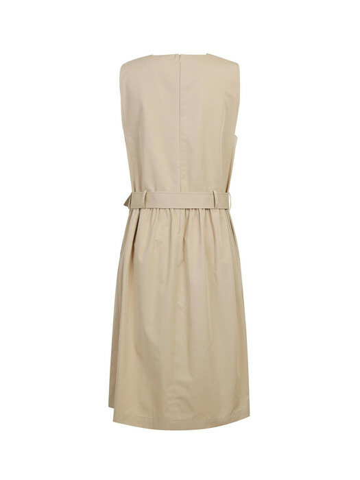 Sleeveless Shirring Volume Dress (Detachable Pocket With Belt)_LFDAM23400BEX
