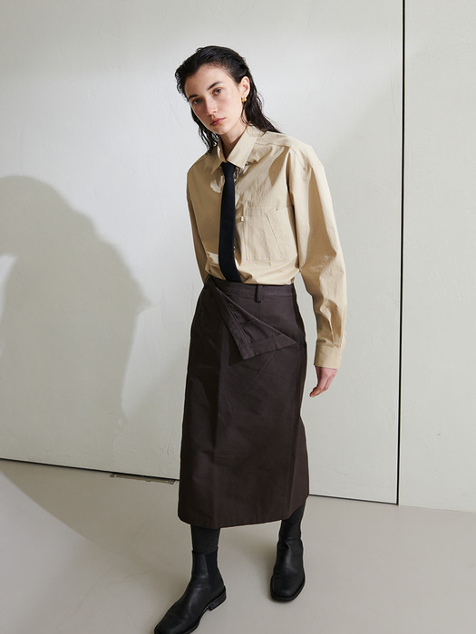 Double layer folded skirt - Deep Brown