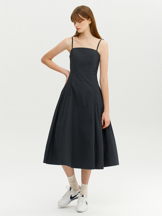 SORRENTO Tuck detail sleeveless long one piece (Charcoal)