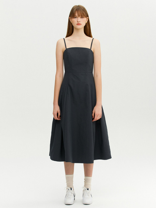 SORRENTO Tuck detail sleeveless long one piece (Charcoal)