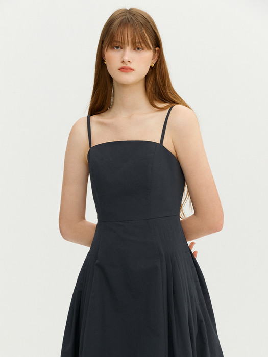 SORRENTO Tuck detail sleeveless long one piece (Charcoal)