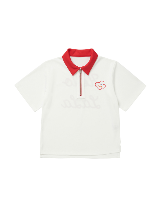 Hello LaLa Zip Up T-Shirts (헬로 라라 집업 티셔츠) [White]
