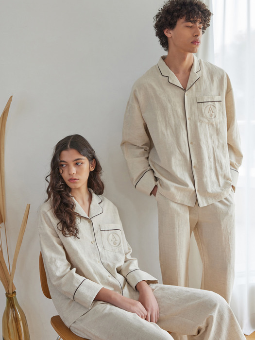 CLASSIC PAJAMA COUPLE SET_ecru linen