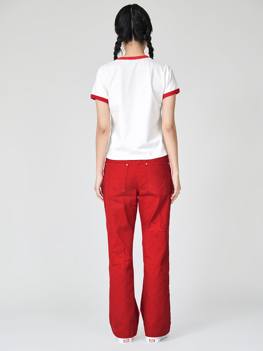DAISY STAR PATCH PANTS / Red