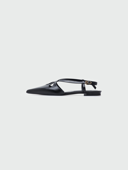 WINSELY  Point Toe Cross-Strap Flat Sandals - Black