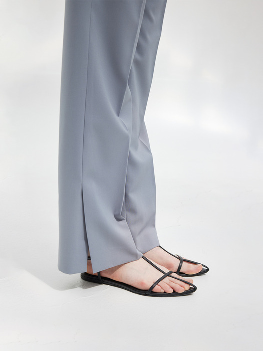 Slit Semi-Flare Pants_Ash Blue