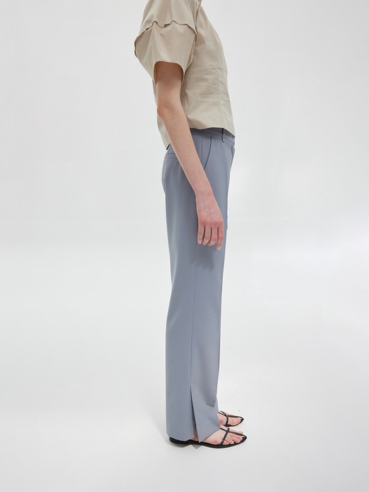 Slit Semi-Flare Pants_Ash Blue