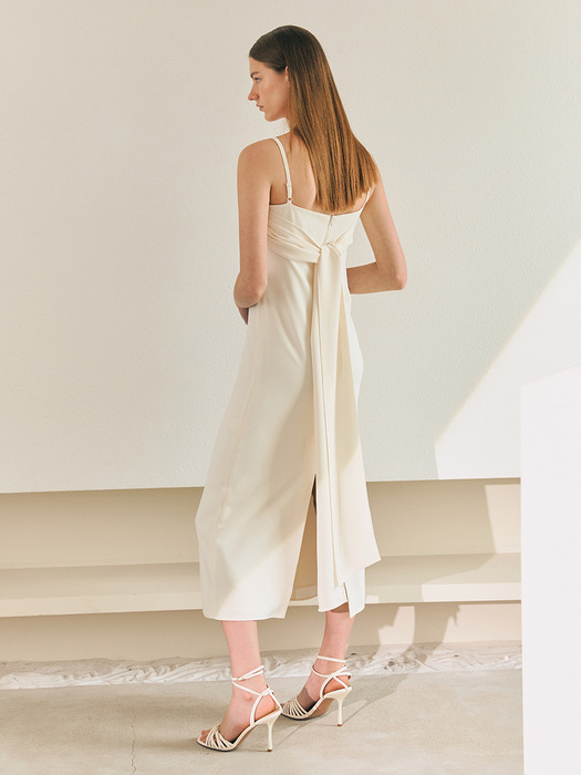 CHERYL Sphagetti strap H-line long dress (Ivory)