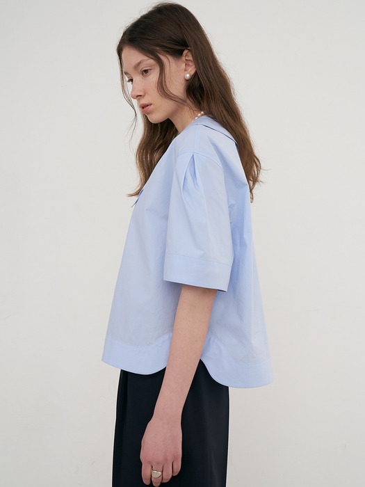 Roni Big Collar Blouse (Light Blue)