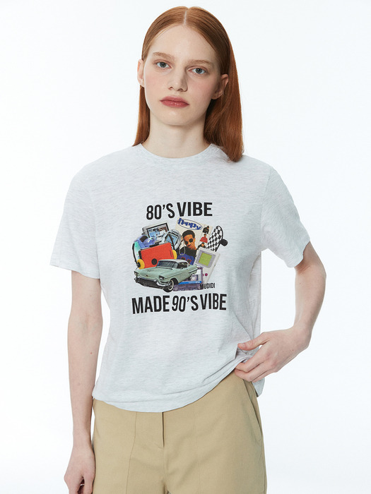 80`s vibe t-shirt 001 Melange gray