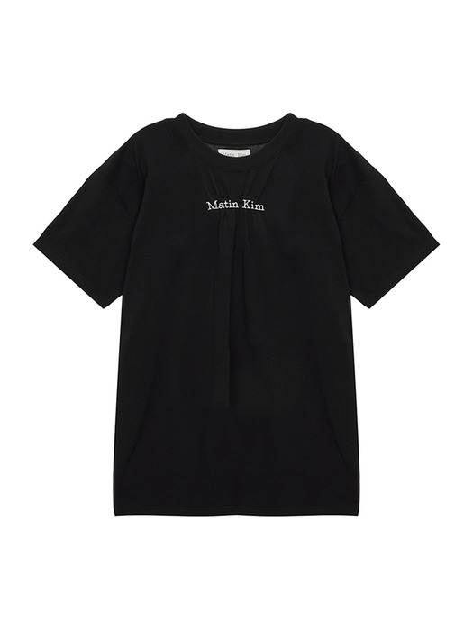 MATIN LOGO SHIRRING TOP IN BLACK