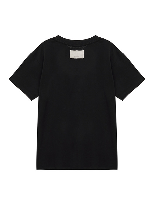 MATIN LOGO SHIRRING TOP IN BLACK