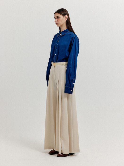 XLEAT Pleated Wide Pants - Ivory