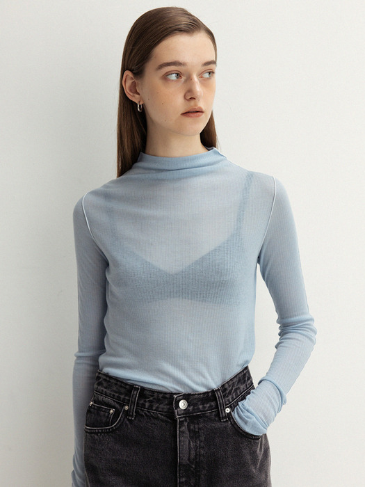 wool lettuce-edge top (sky blue)