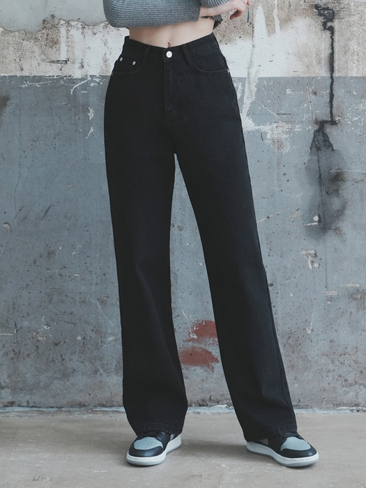 [-6cm 숏버전 추가] W50 WIDE DENIM PANTS_DARK BLACK