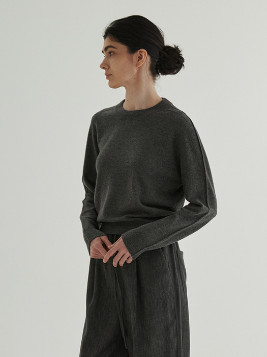 Whole Garment Fine Wool Knit (Charcoal)