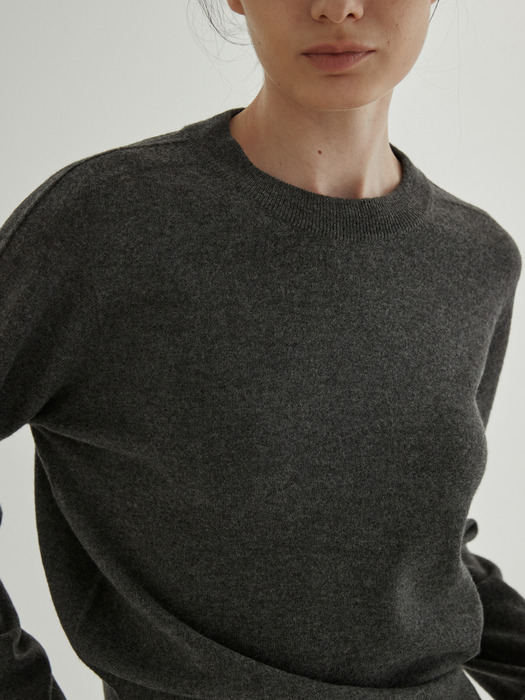 Whole Garment Fine Wool Knit (Charcoal)