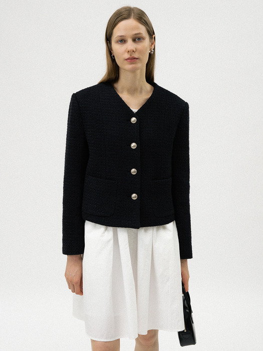 Classic tweed wool jacket (Black)