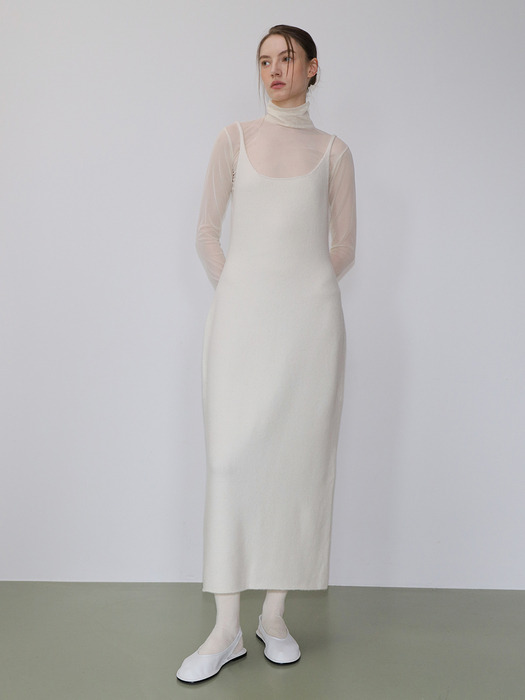 Raccoon long slip dress IVORY