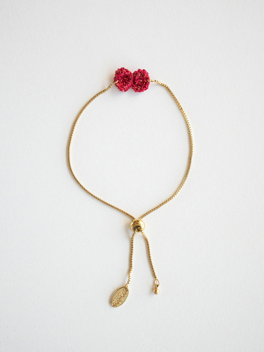 Metallic knitted ribbon surgical bracelet (Red)