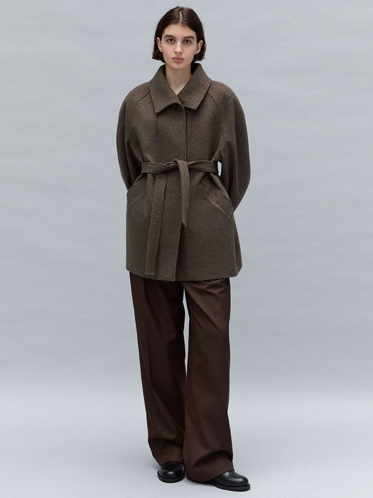 cashmere minimal half coat (brown)