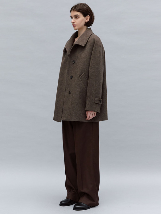 cashmere minimal half coat (brown)