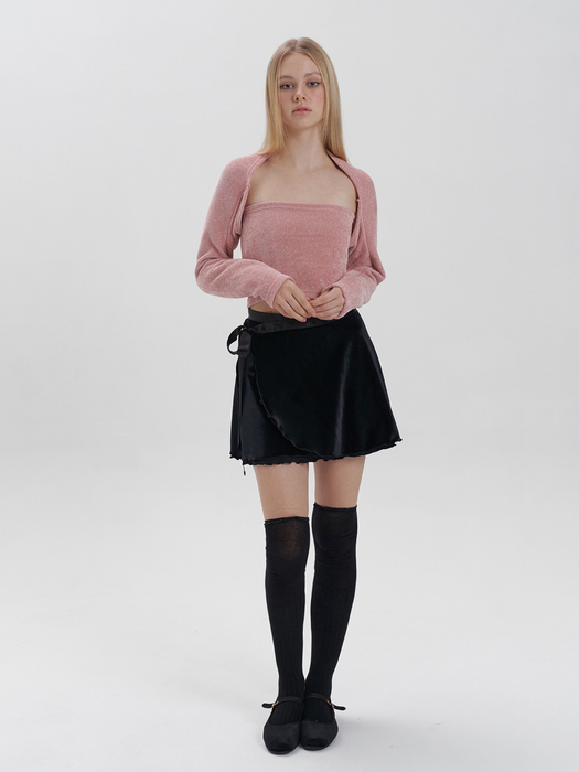 [단독] velvet rap skirt - black