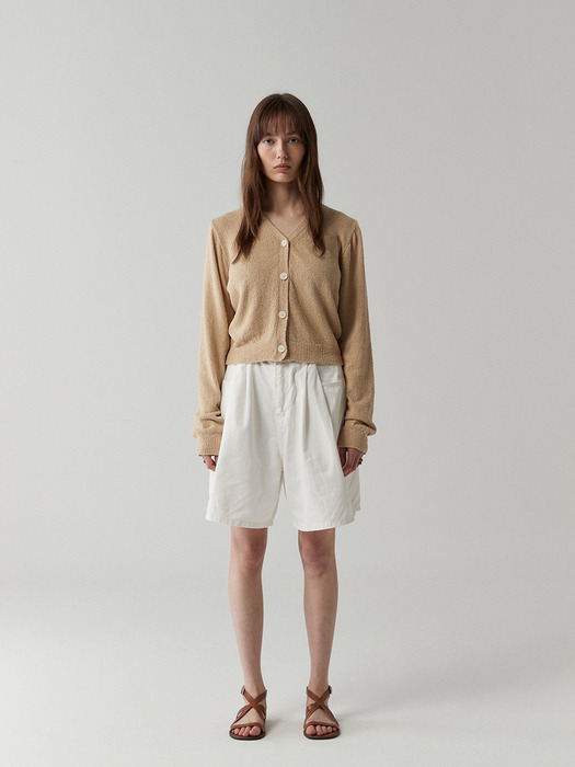 boockle embroidered cardigan - deepbeige