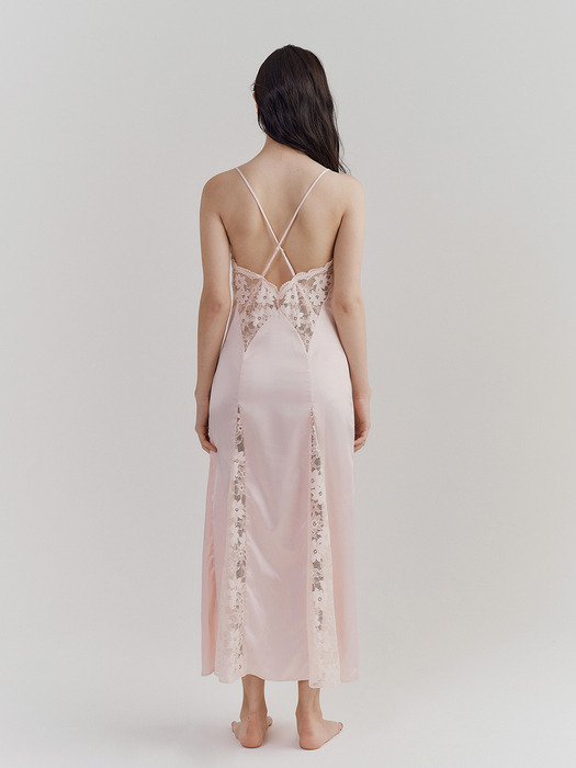 Leaf Cut Slip Maxi Dress_Primrose Pink