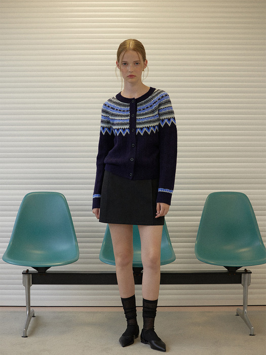 Nordic alpaca vintage cardigan (Navy)