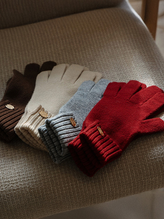 Coin wool gloves (Beige, Grey, Red, Brown)