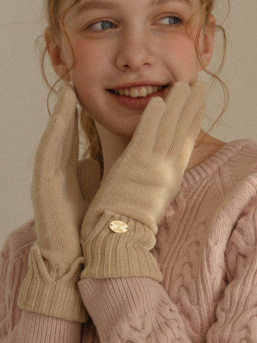 Coin wool gloves (Beige, Grey, Red, Brown)