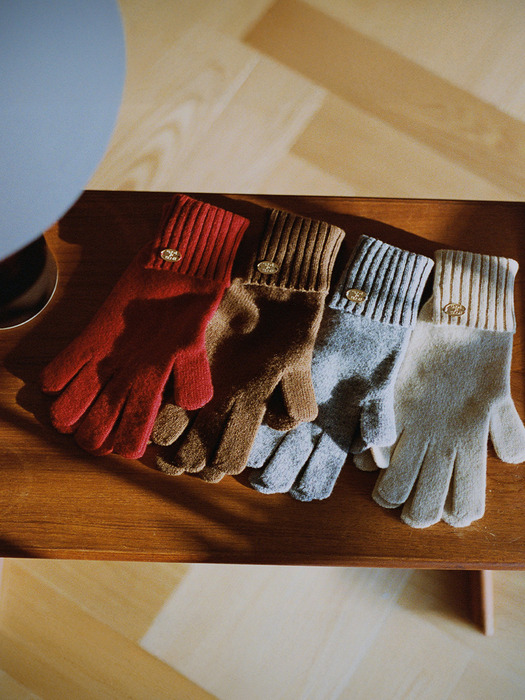 Coin wool gloves (Beige, Grey, Red, Brown)