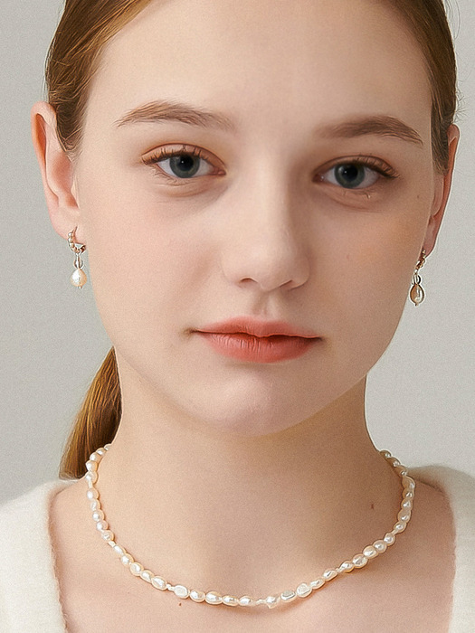 Bubbly Fresh-water-pearl Silver Earring Ie365 [Silver]
