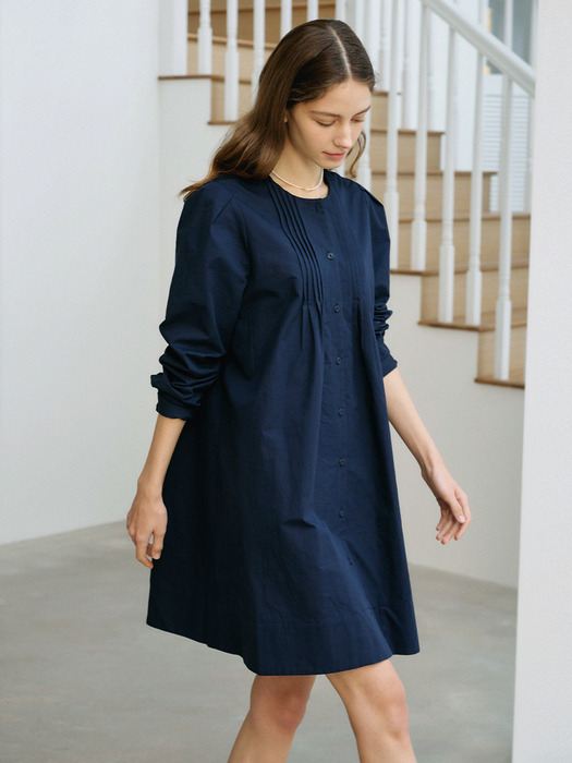 Scarf Tie Midi Dress_Dark Navy