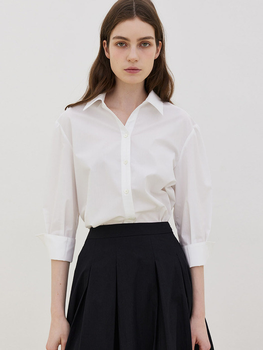 RinkleFree Open Collar Shirt - White