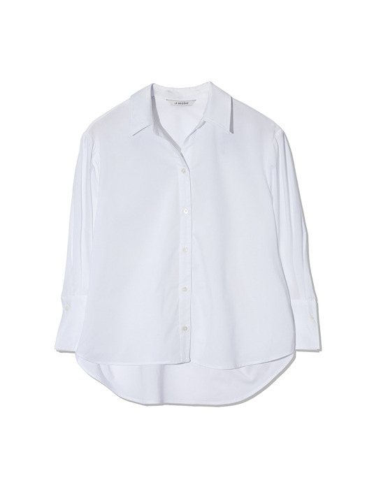 RinkleFree Open Collar Shirt - White