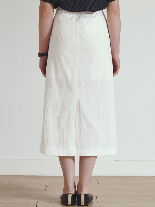 [ISABEL] Bending slit cotton skirt_white