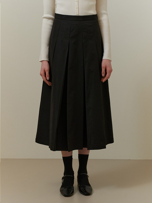 Chou pleats skirt (black)