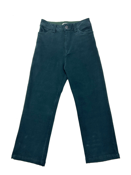10s peach cotton straight stretch pants-Vermillion green