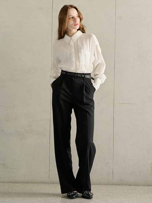 SEMI WIDE ONE TUCK SLACKS_2 colors