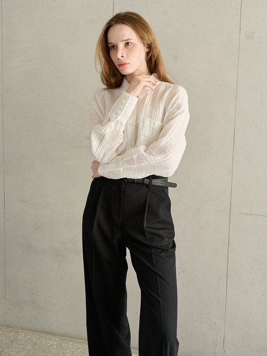 SEMI WIDE ONE TUCK SLACKS_2 colors