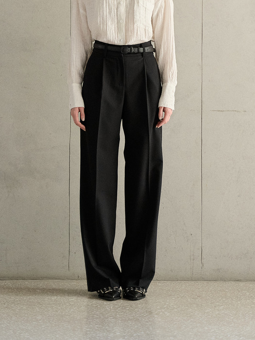 SEMI WIDE ONE TUCK SLACKS_2 colors