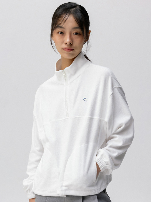 [24SS clove] Soft Terry Half-Zip Sweatshirt (White)