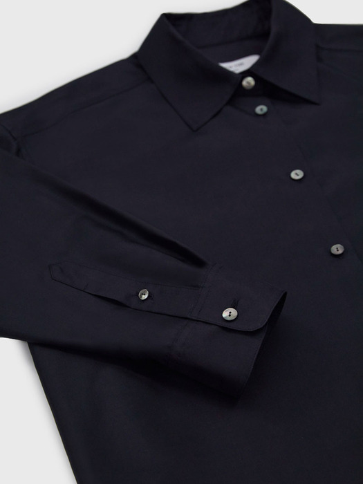Silk Oversized Shirt - Navy