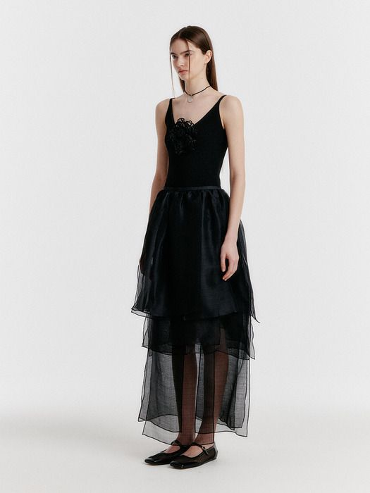 YET Triple Layered Long Skirt - Black