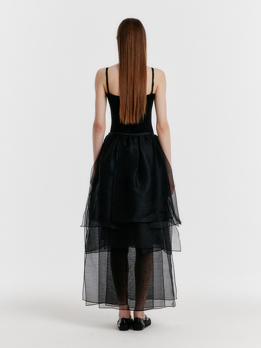 YET Triple Layered Long Skirt - Black